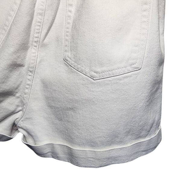 Greene St Denim Women Shorts, High Rise Paper Bag Waist White Jean Shorts, Sz 29 - Picture 9 of 10